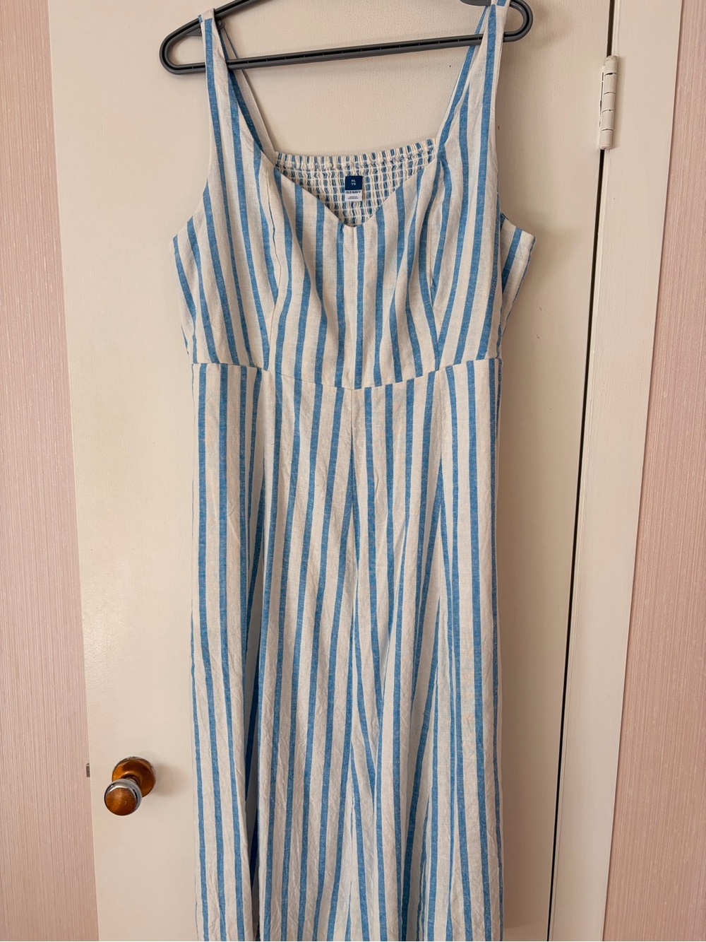 Old Navy White and Blue Striped Maxi Dress XL